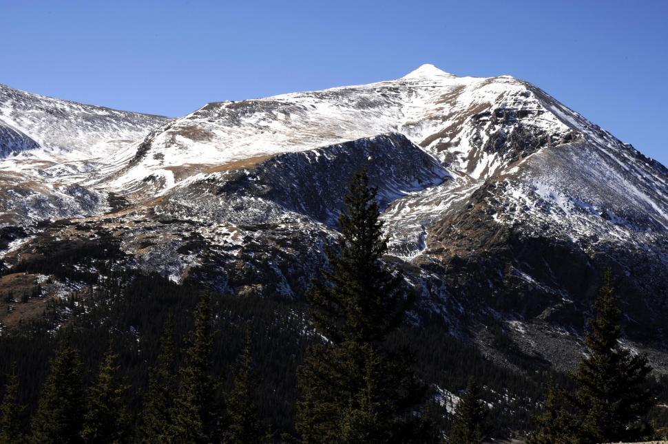 Free Image of Snow mountain with blue sky  