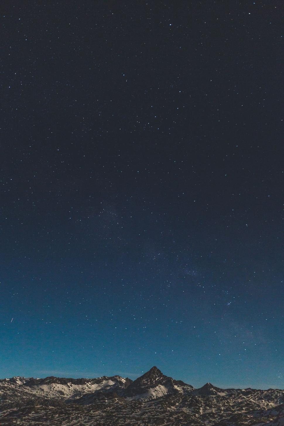 Free Image of Starry night sky above snowy mountains 