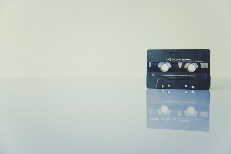 Free Image of Vintage cassette tape with blue label 