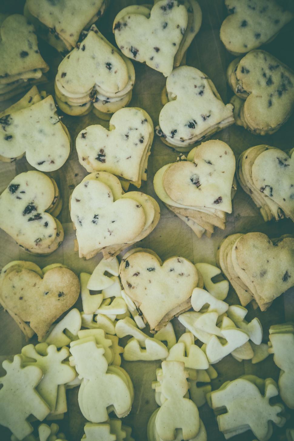 Free Image of Assorted heart-shaped cookies on a tray 