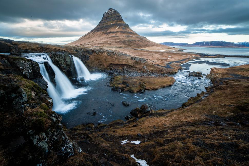 Free Image of Majestic Kirkjufell mountain with waterfall 