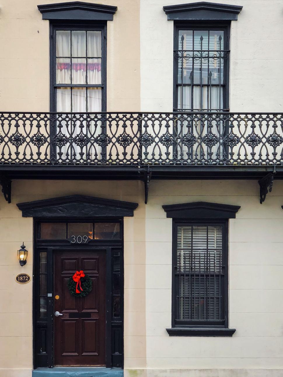 Free Image of Traditional entrance with Christmas decoration 
