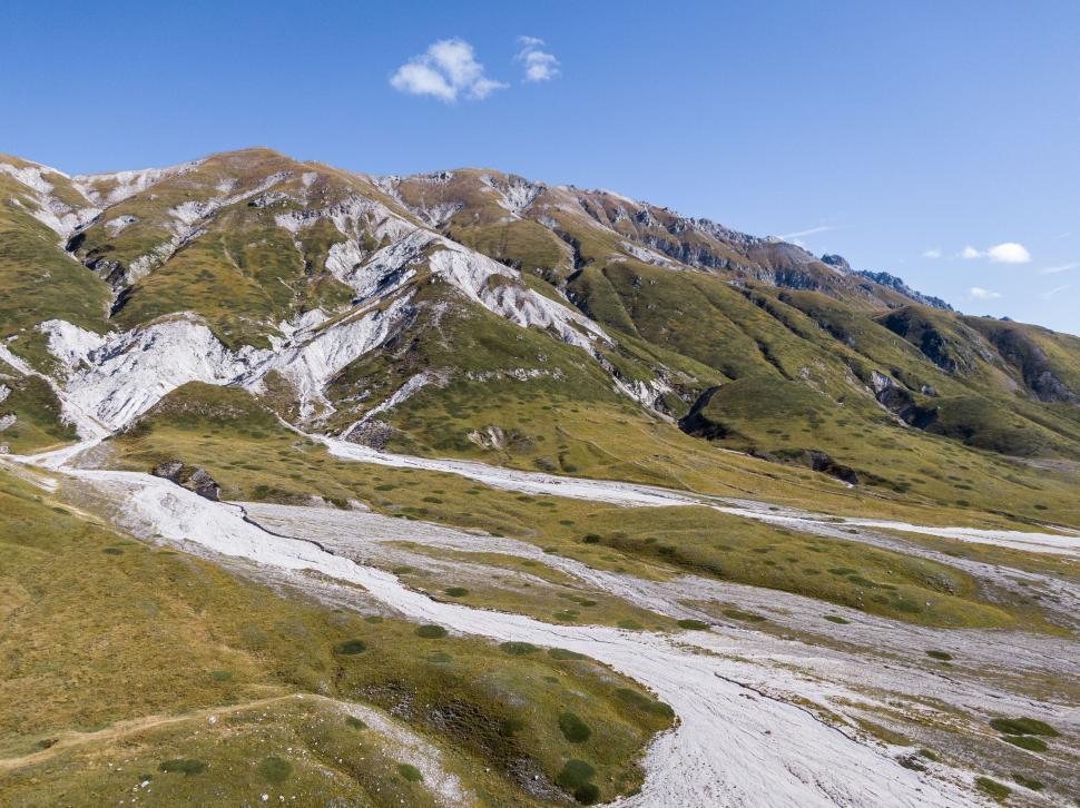 Free Image of Drone view of calcareous rock formations on hills 