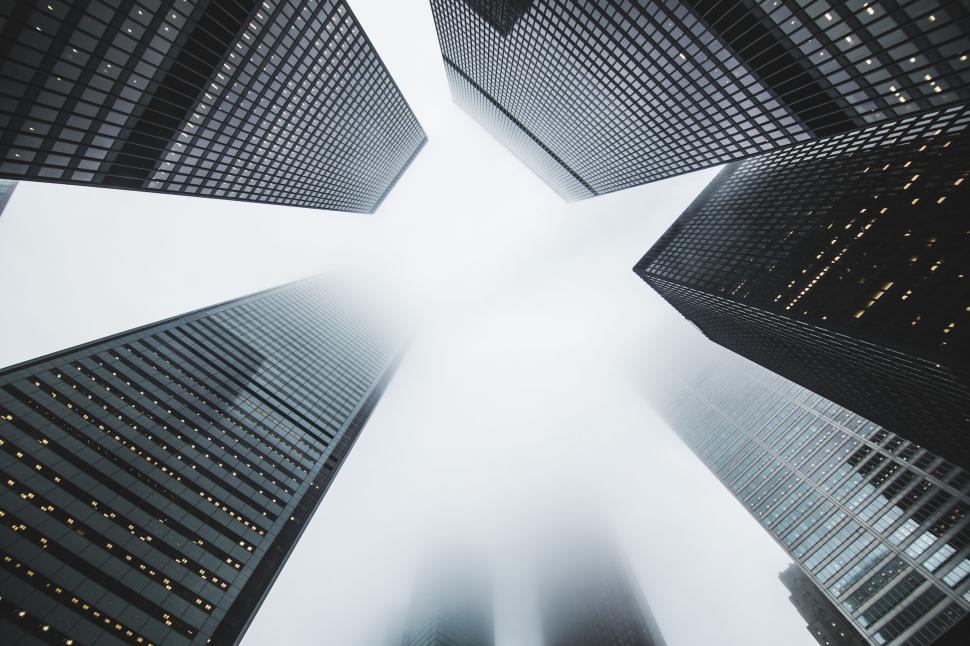Free Image of Skyscrapers vanishing in the fog 