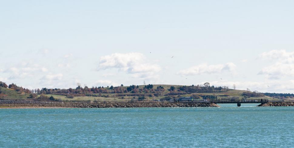 Free Stock Photo of Seascape with distant land and clear sky | Download ...