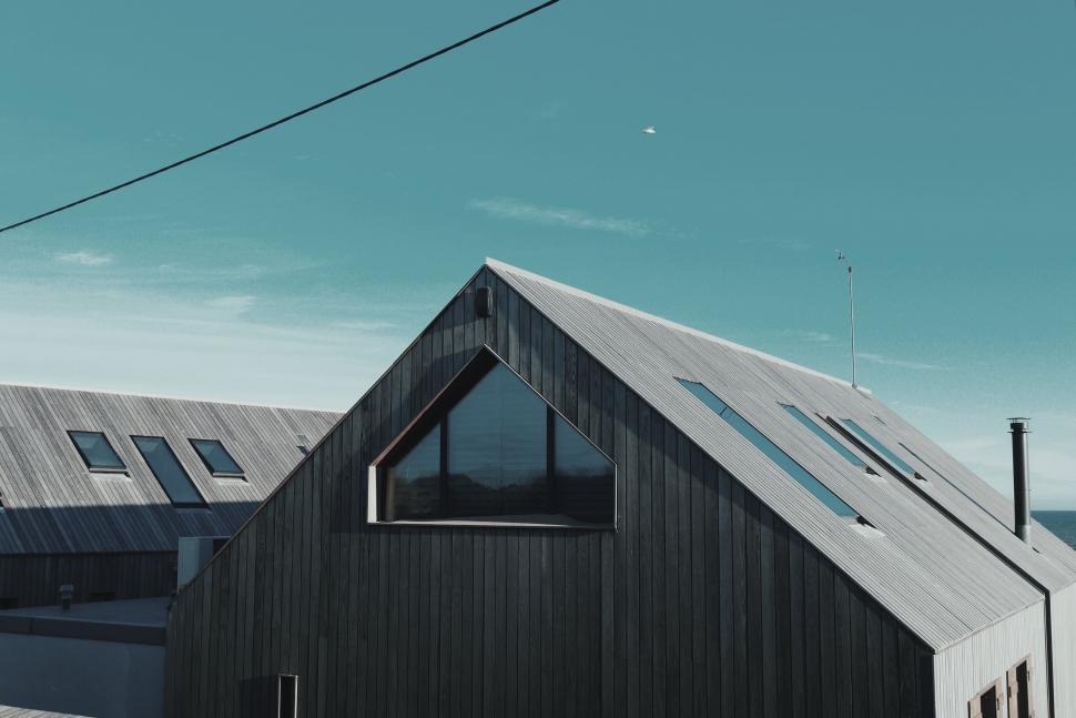 Free Image of Architectural detail of modern house with blue sky 