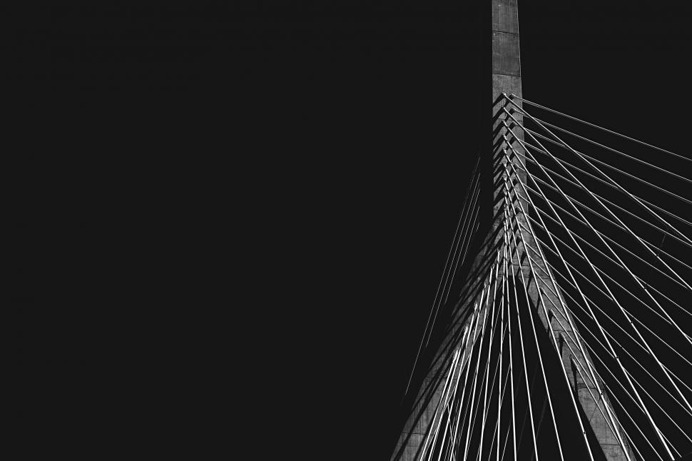 Free Image of Black and white image of suspension bridge 
