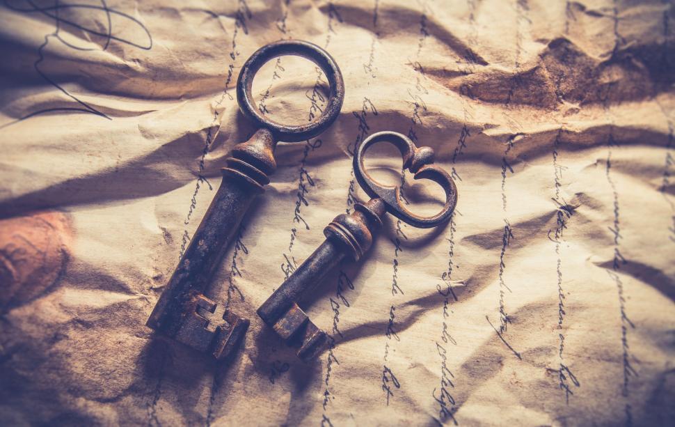 Free Stock Photo of Old keys on vintage handwritten letters | Download ...