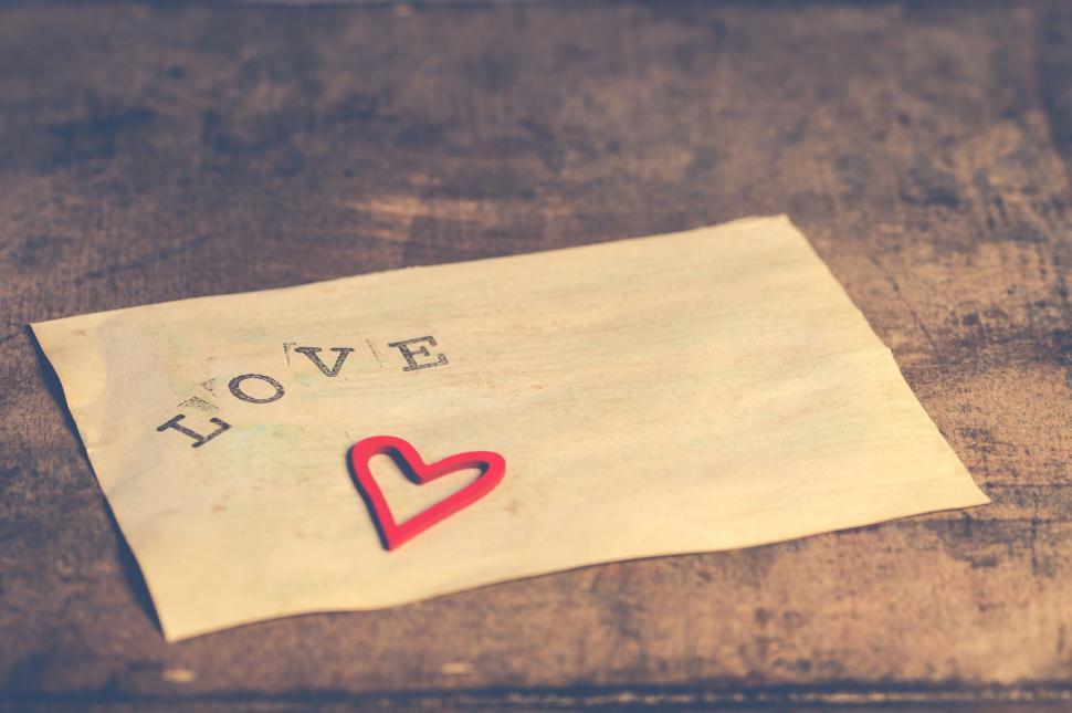 Free Image of I Love paper note with a heart symbol 