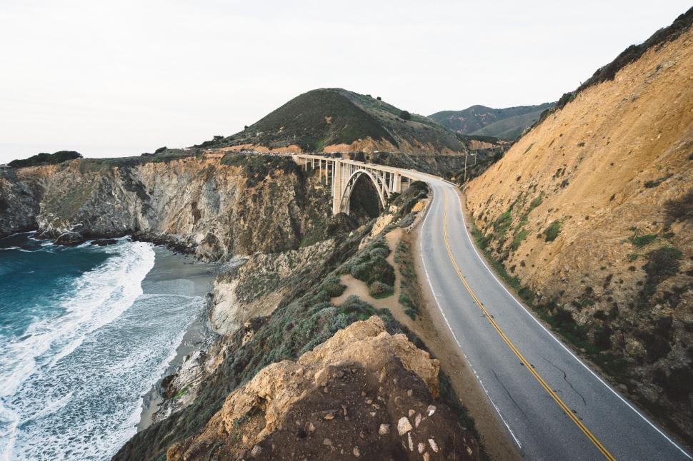 Free Image of Coastal road winding beside dramatic cliffs 