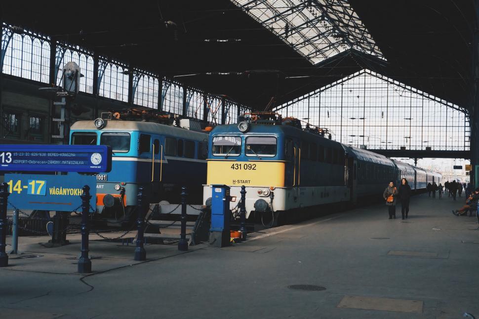 Free Image of Historic trains at a grand railway station 