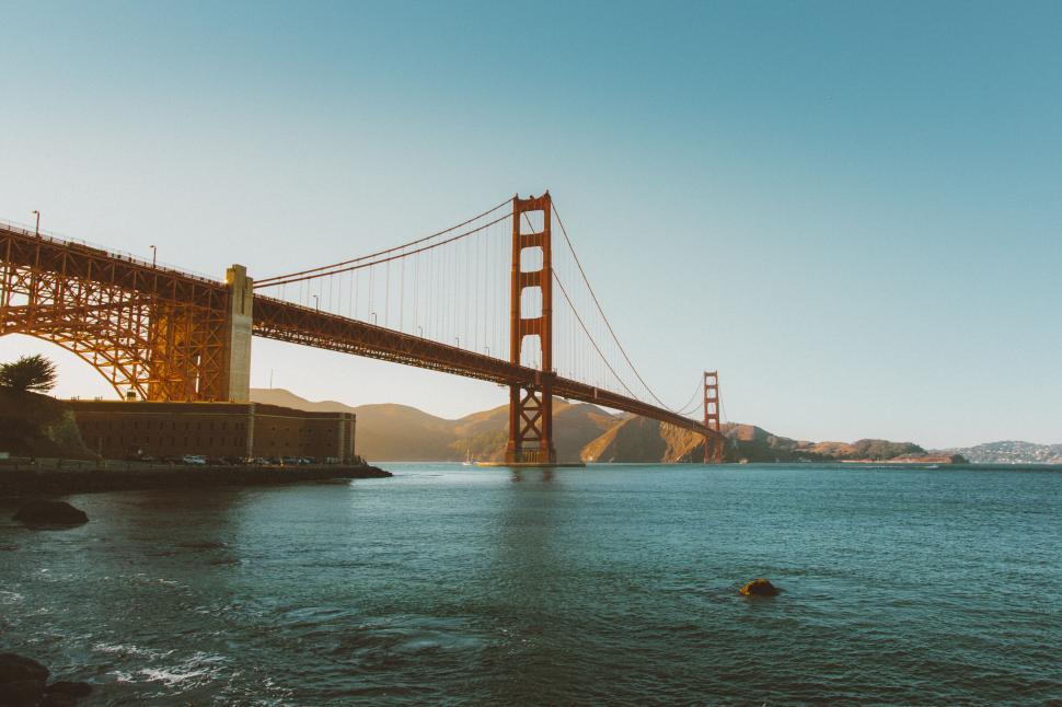 Free Image of Famous red suspension bridge 