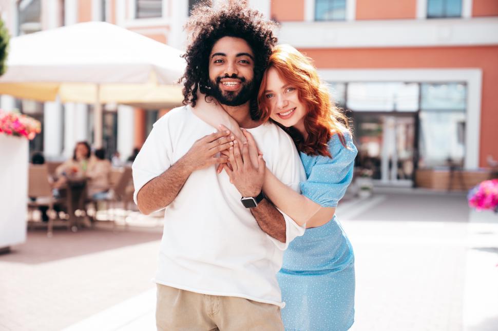Free Image of A man and woman hugging each other 