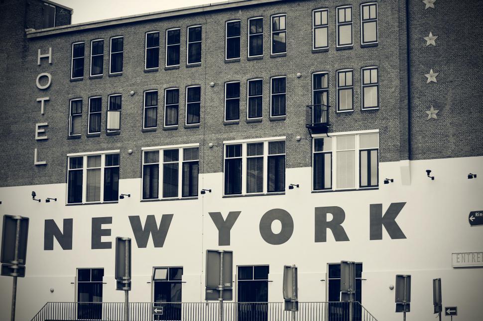 Free Stock Photo of Hotel New York building facade monochrome ...