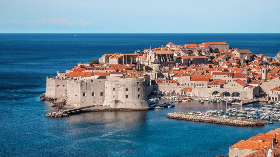 Free Image of Historic coastal city aerial view 