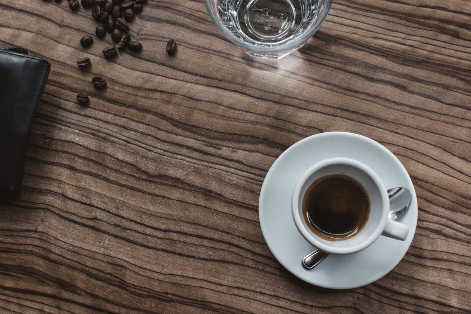 Free Image of Espresso coffee on wooden table 