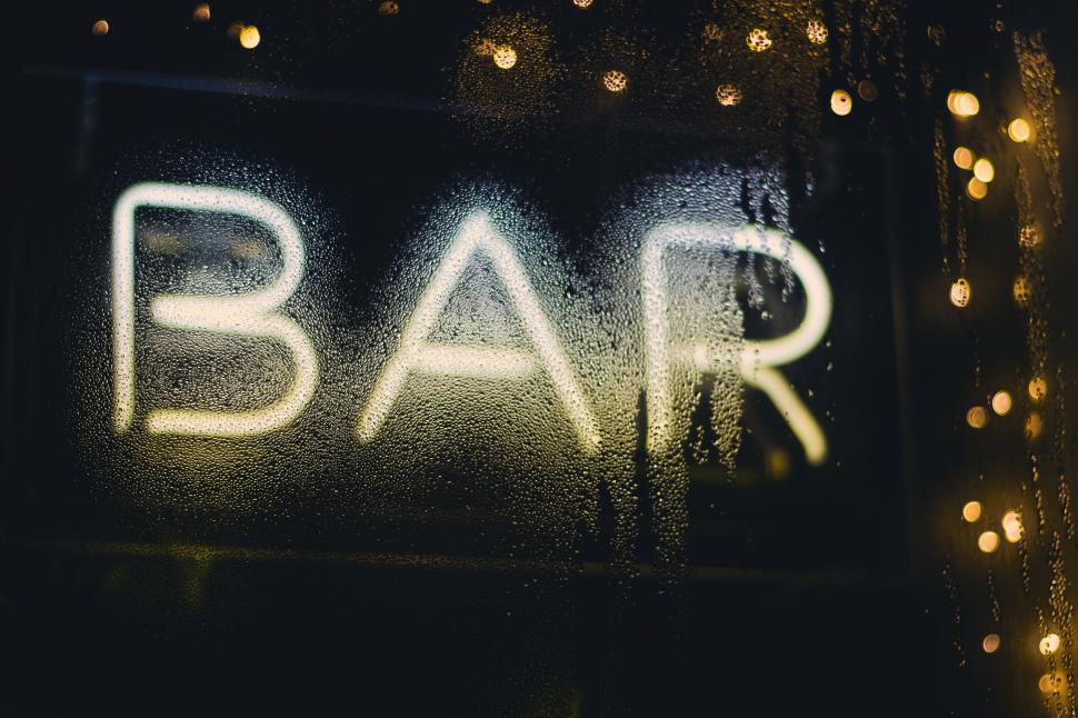 Free Image of Foggy  BAR  sign on a rainy window 
