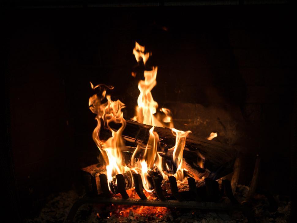 Free Stock Photo of Blazing fireplace in dark room | Download Free ...