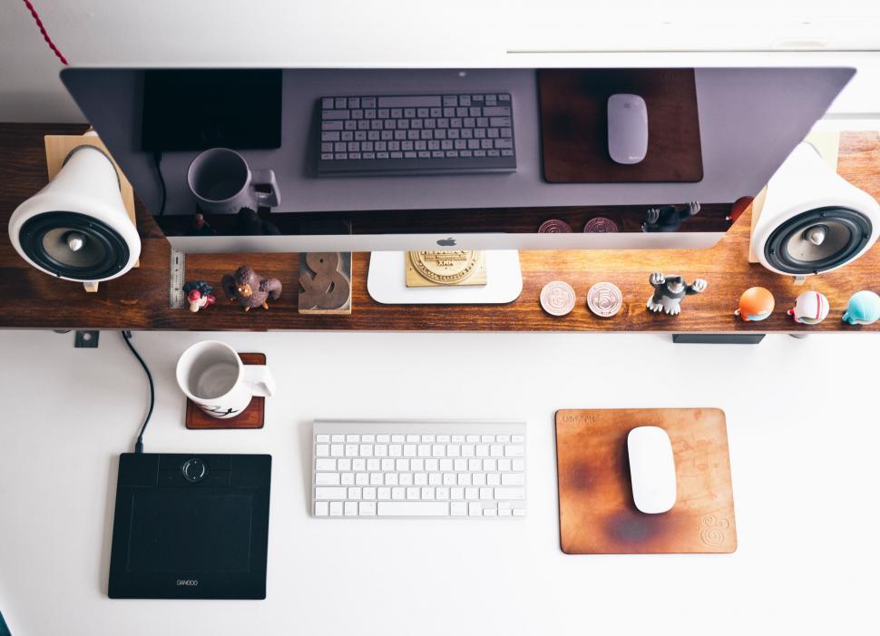 Free Image of Workspace with computer and graphic tablet 