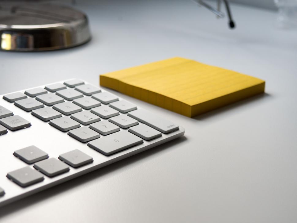 Free Image of Workspace with keyboard and sticky notes 