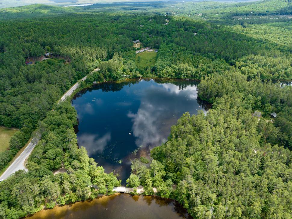 Free Stock Photo of Aerial view of a forest lake and roads | Download ...