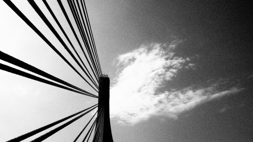 Free Image of Abstract view of bridge cables against sky 