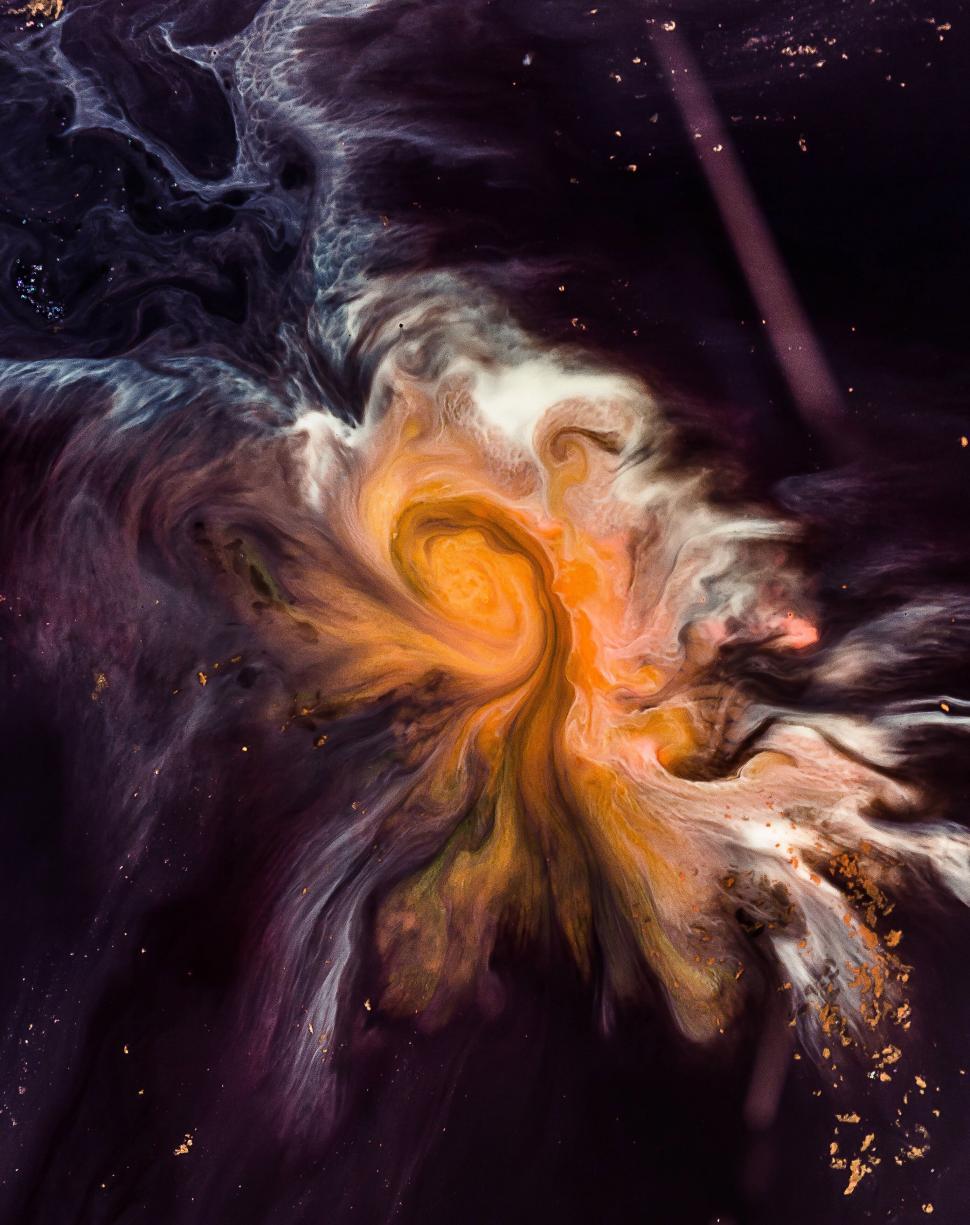 Free Image of Mesmerizing swirl of vibrant orange and dark hues 