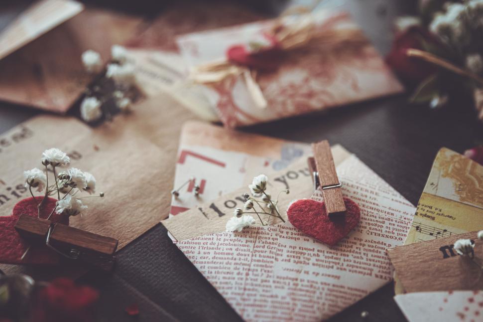 Free Stock Photo of Vintage-styled assorted letters and cards with tiny ...