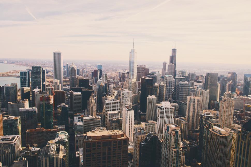 Free Image of Skyline view of a bustling cityscape with tall skyscrapers. 