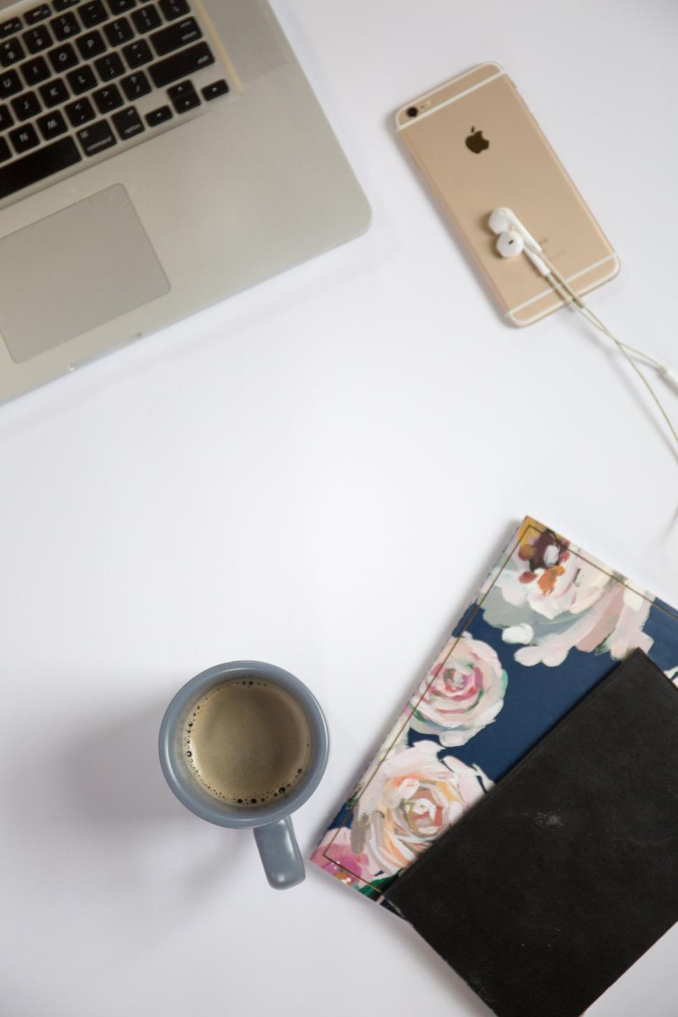 Flat lay of planning essentials on a clean desk