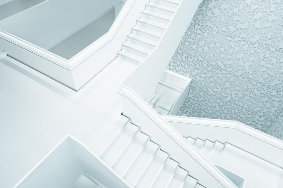 Free Image of Minimalist white staircases with modern linear architectural design 