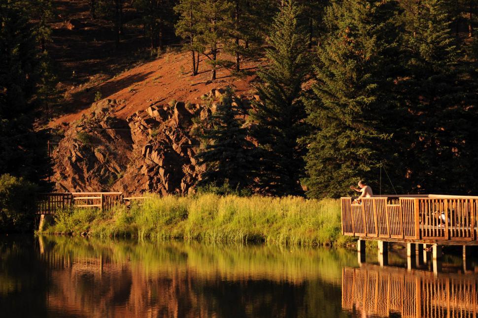 Free Image of Deck on a lake 