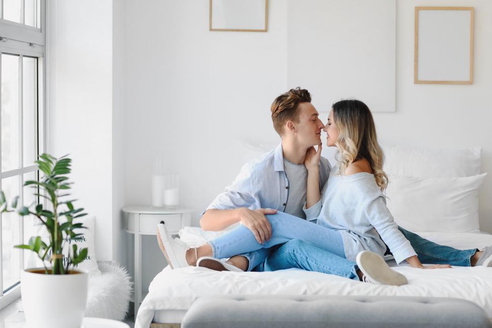 Intimate couple embracing showing emotional intimacy