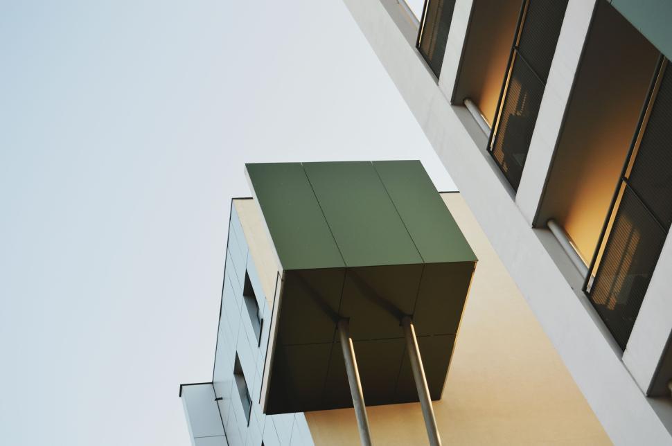 Free Image of Modern architectural building with geometric design elements. 