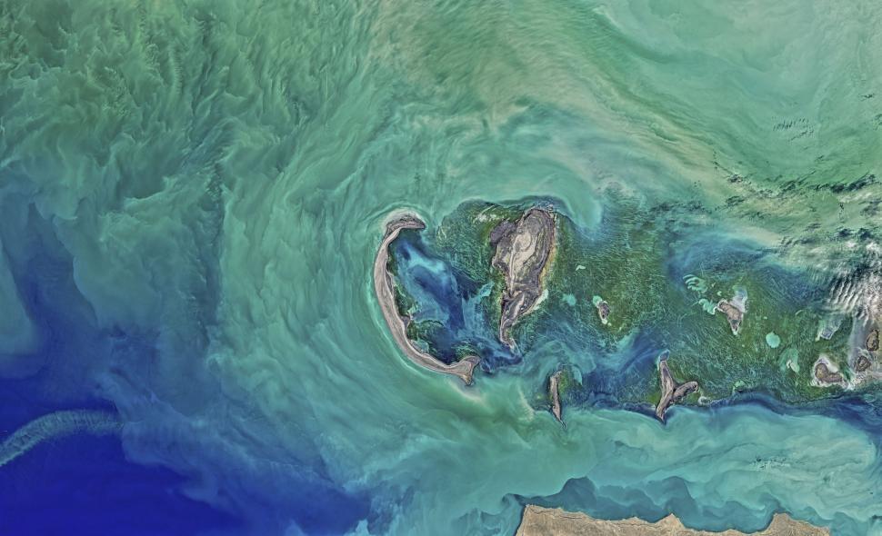 Free Image of Satellite image of a vibrant coastal region with intricate details. 