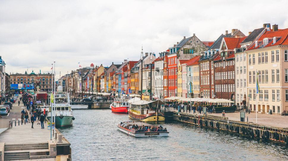 Free Image of Vibrant Nyhavn Waterfront Harbor in Copenhagen, Denmark 