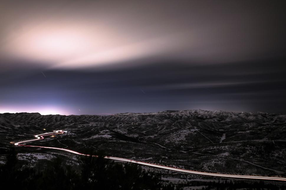 Free Image of Night highway with long exposure light trails 