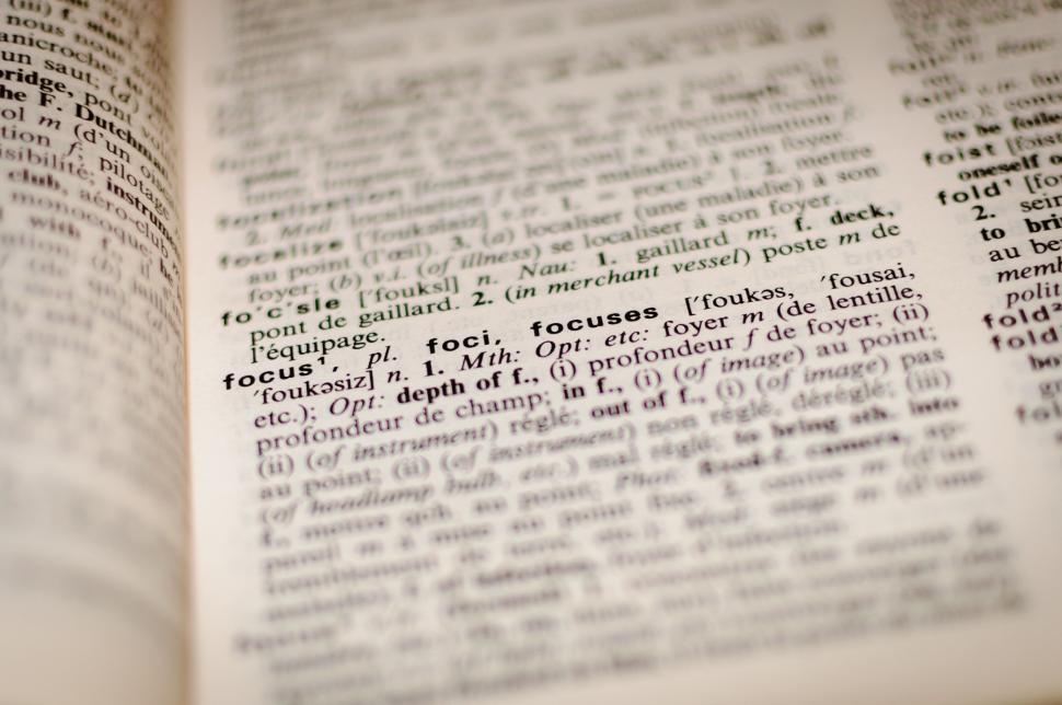 Free Image of Dictionary page detailing the definition of the word  focus 