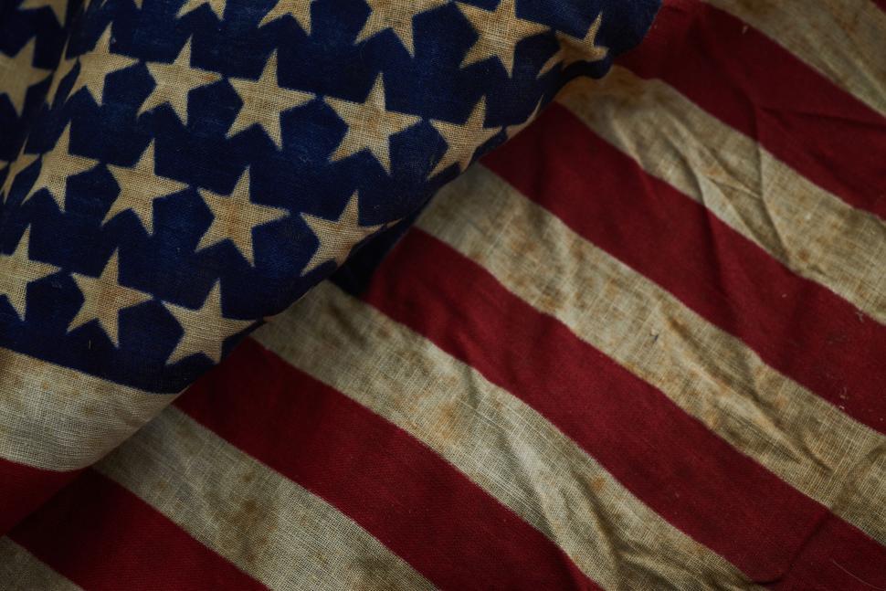 Free Image of Vintage American flag with stars and stripes design. 