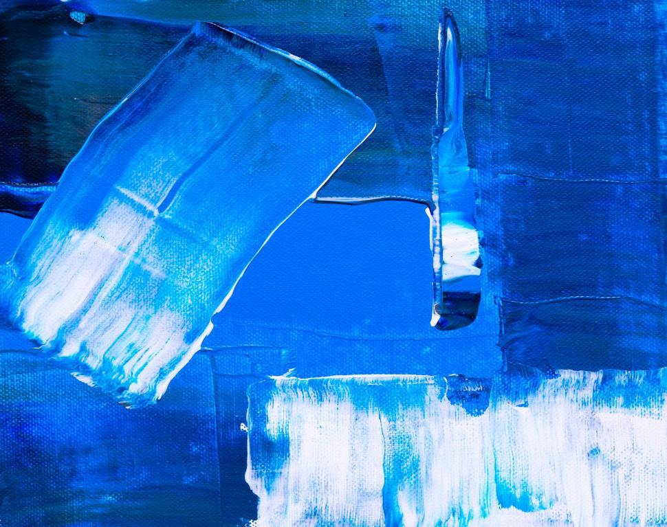 Free Image of Abstract blue painting with broad brushstrokes 