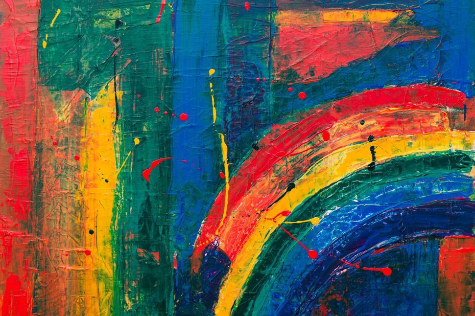 Free Image of Abstract rainbow of colors on canvas with texture. 