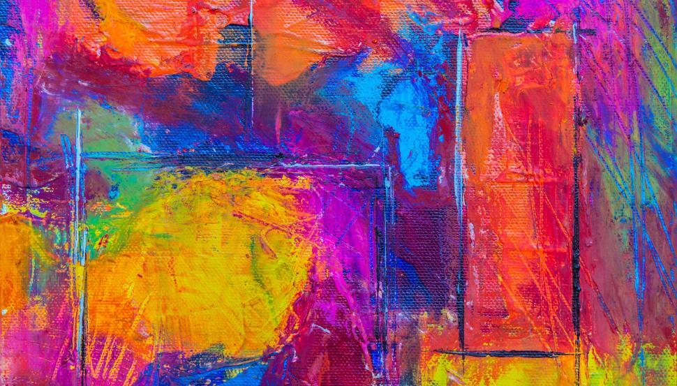 Free Image of Vibrant abstract painting with an explosion of bright colors 