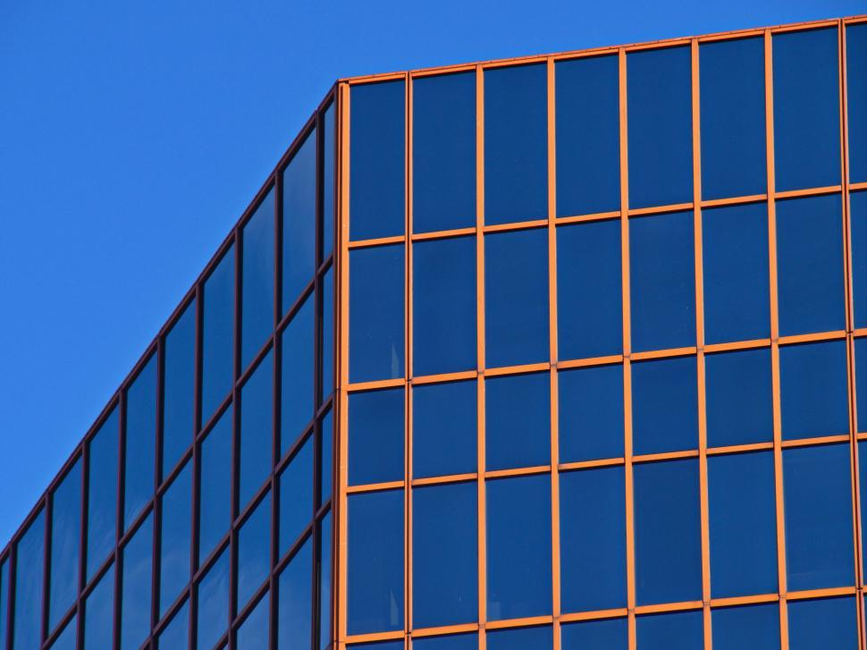 Free Stock Photo of Corner of a modern building with reflective windows ...