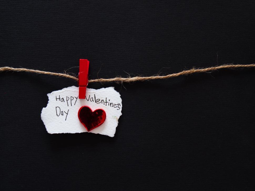 Free Stock Photo of Happy Valentine s Day note with red heart on black ...