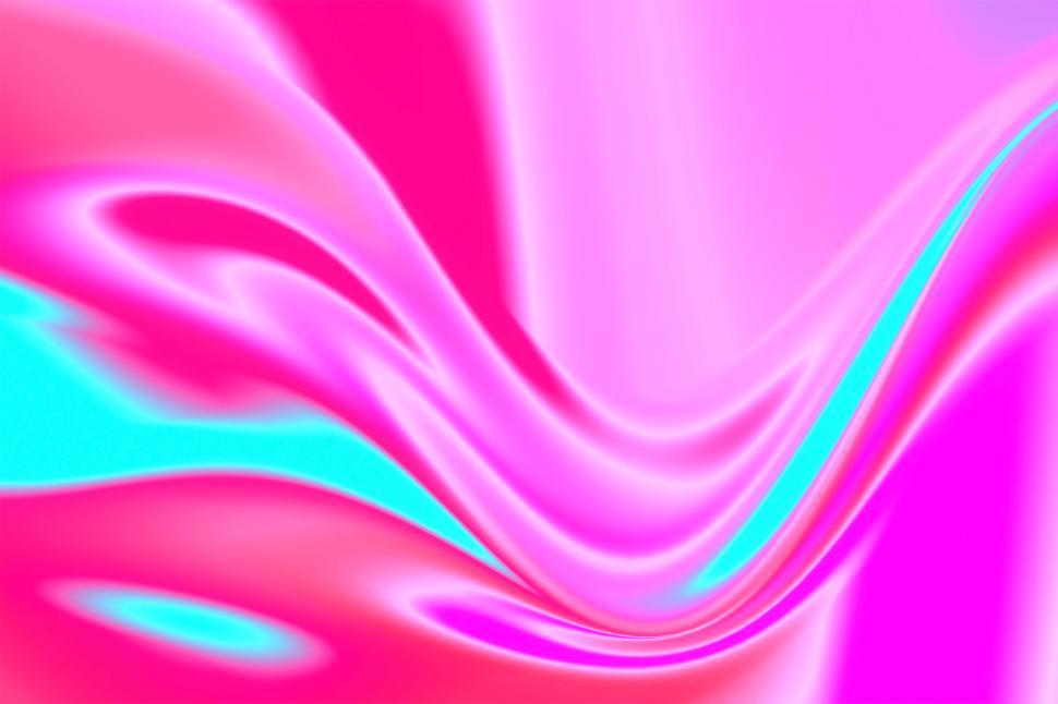 Free Image of Fluid pink abstract waves with cyan accents digital art 