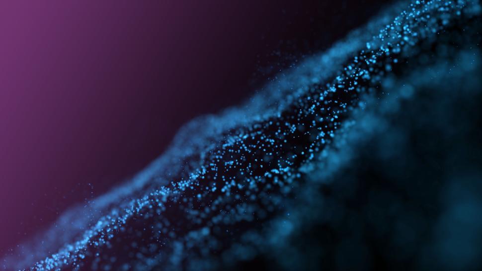 Free Image of Blurred abstract image of blue particles on black background 