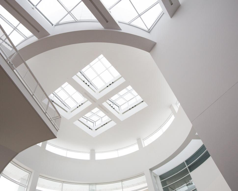 Free Image of Abstract architectural interior space with large skylights. 