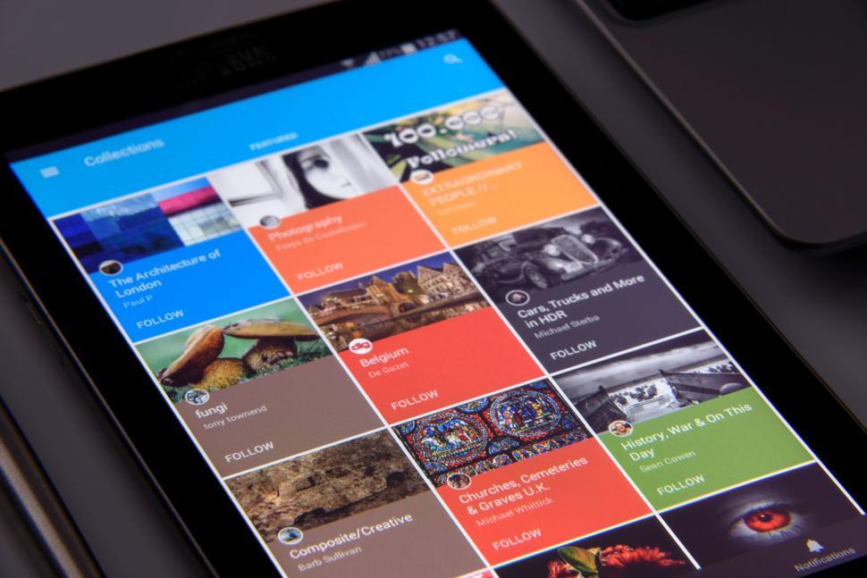 Free Image of Tablet screen displaying various collection options apps. 
