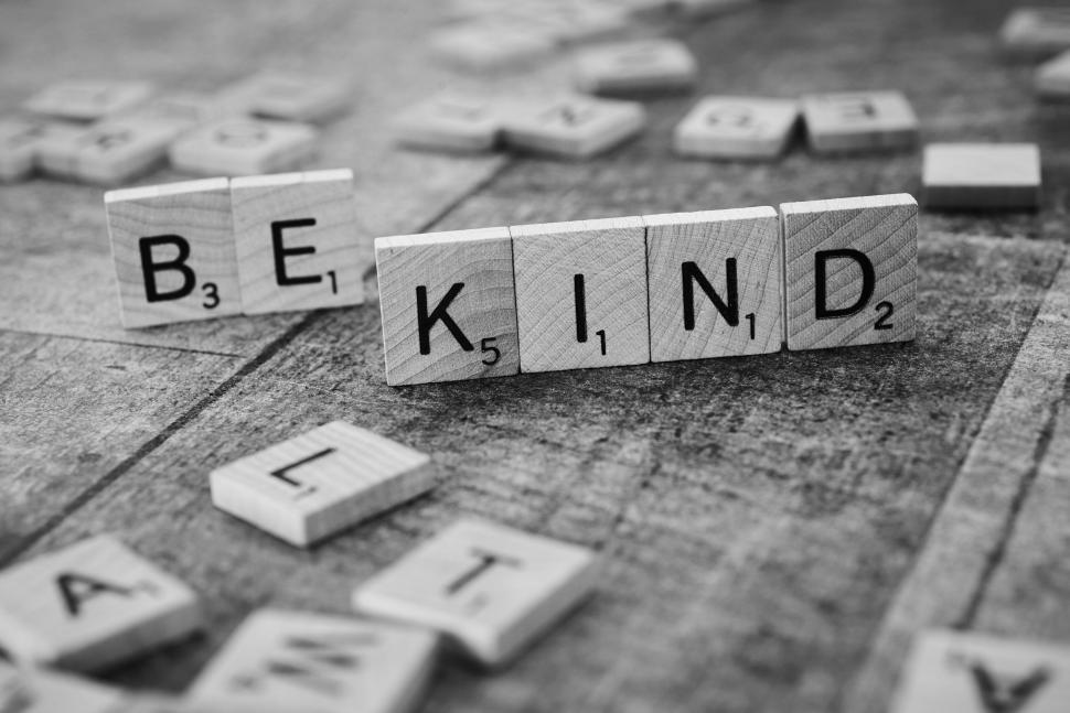 Free Image of Encouragement to be kind with message in letter tiles 