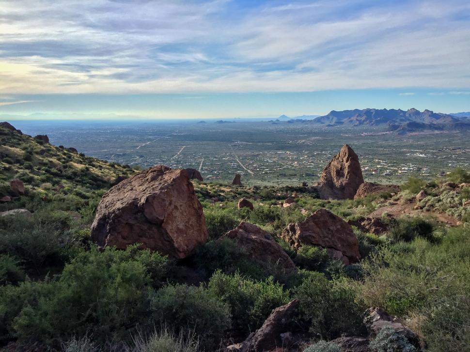 Free Image of Scenic mountain view overlooking a distant valley 